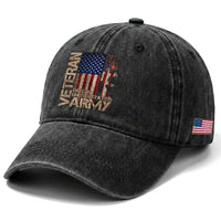 Veteran Of The United States Washed Cotton Baseball Cap Army US Flag Veteran Patriotic