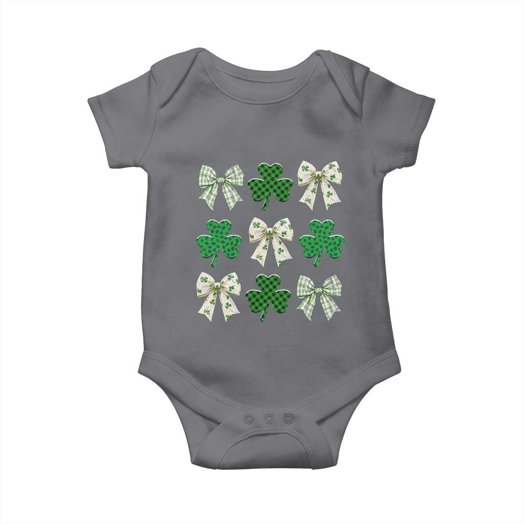 St Patricks Day Lucky Coquette Baby Onesie Leopard Shamrocks Bow Irish Gift