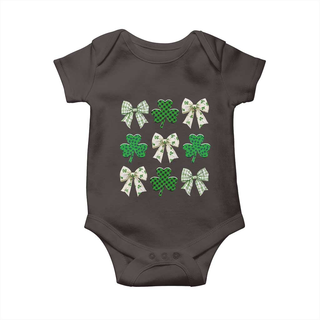 St Patricks Day Lucky Coquette Baby Onesie Leopard Shamrocks Bow Irish Gift