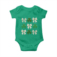 St Patricks Day Lucky Coquette Baby Onesie Leopard Shamrocks Bow Irish Gift