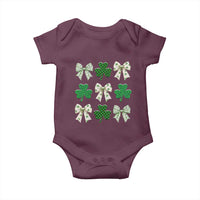 St Patricks Day Lucky Coquette Baby Onesie Leopard Shamrocks Bow Irish Gift
