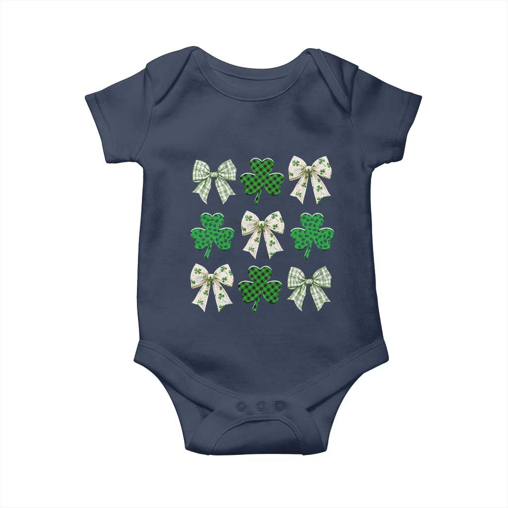 St Patricks Day Lucky Coquette Baby Onesie Leopard Shamrocks Bow Irish Gift