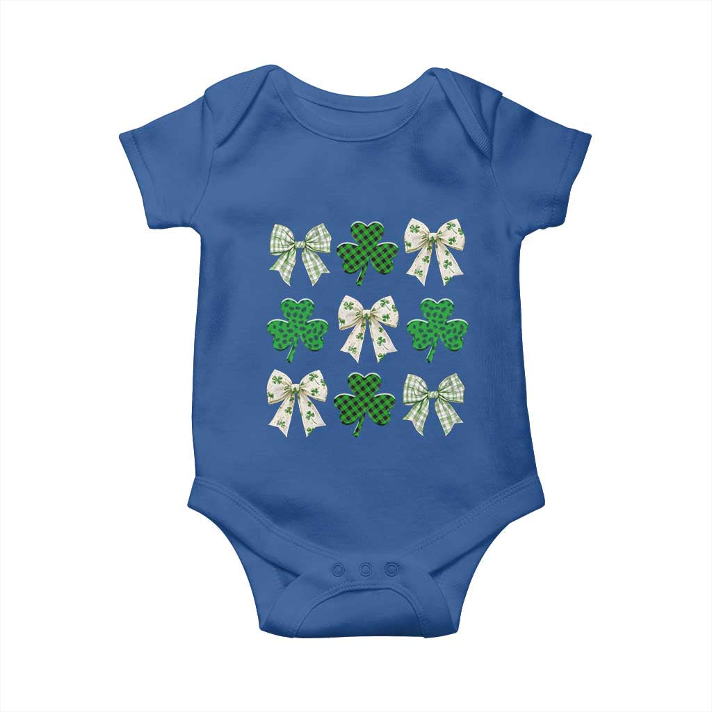 St Patricks Day Lucky Coquette Baby Onesie Leopard Shamrocks Bow Irish Gift