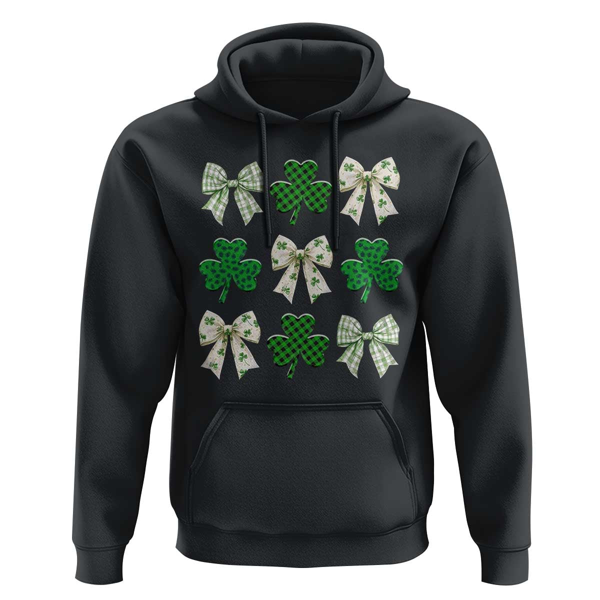 St Patricks Day Lucky Coquette Hoodie Leopard Shamrocks Bow Irish Gift