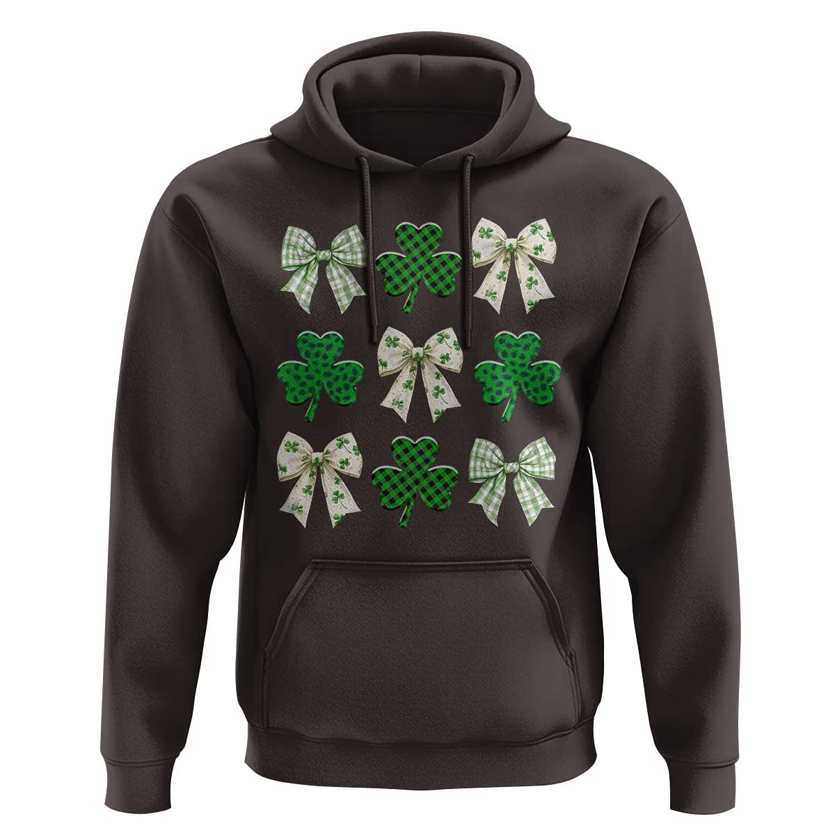 St Patricks Day Lucky Coquette Hoodie Leopard Shamrocks Bow Irish Gift