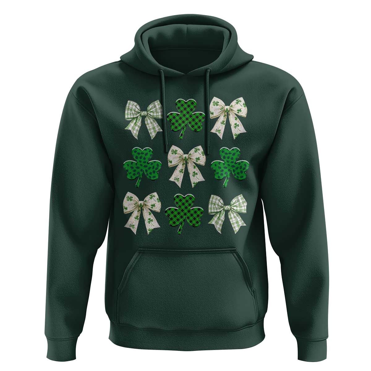 St Patricks Day Lucky Coquette Hoodie Leopard Shamrocks Bow Irish Gift