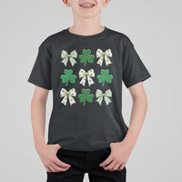 St Patricks Day Lucky Coquette T Shirt For Kid Leopard Shamrocks Bow Irish Gift