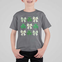 St Patricks Day Lucky Coquette T Shirt For Kid Leopard Shamrocks Bow Irish Gift