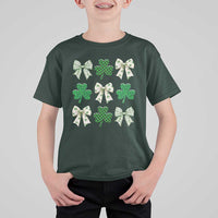 St Patricks Day Lucky Coquette T Shirt For Kid Leopard Shamrocks Bow Irish Gift