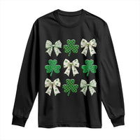 St Patricks Day Lucky Coquette Long Sleeve Shirt Leopard Shamrocks Bow Irish Gift