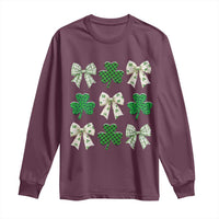 St Patricks Day Lucky Coquette Long Sleeve Shirt Leopard Shamrocks Bow Irish Gift