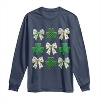St Patricks Day Lucky Coquette Long Sleeve Shirt Leopard Shamrocks Bow Irish Gift