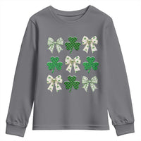 St Patricks Day Lucky Coquette Youth Sweatshirt Leopard Shamrocks Bow Irish Gift