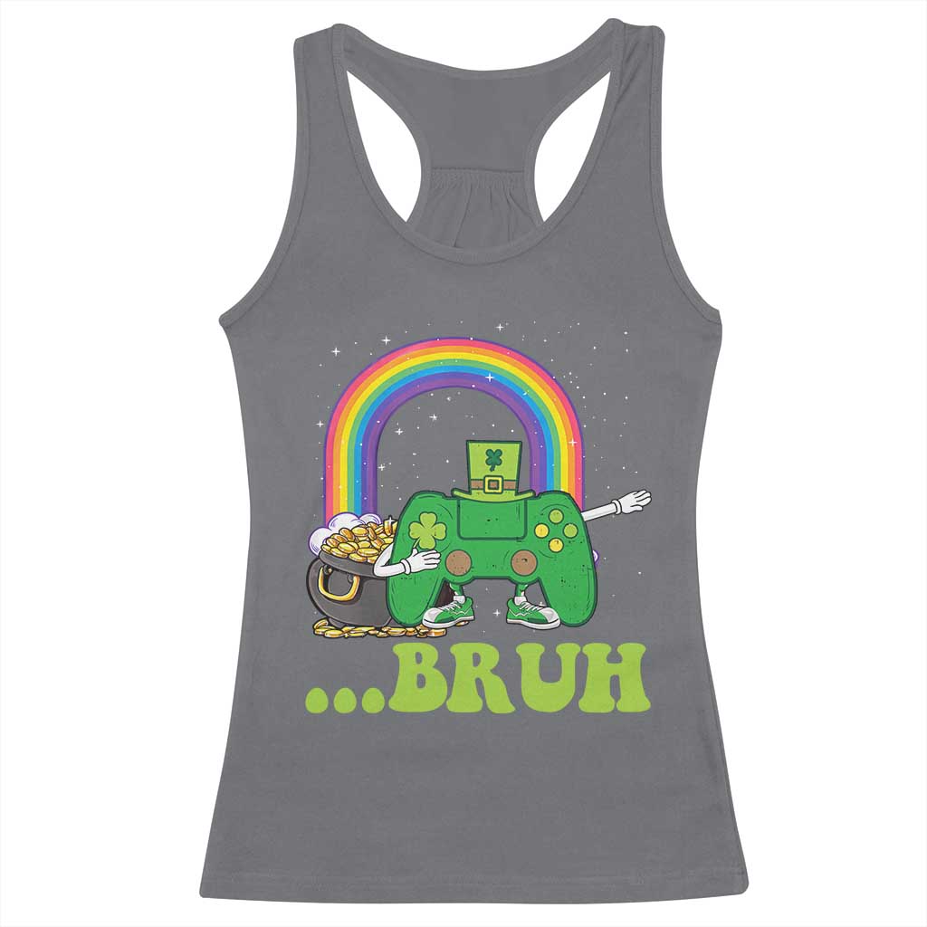 St Patricks Day Dabbing Video Game Controller Racerback Tank Top Irish Gamer Boys Dab Dance
