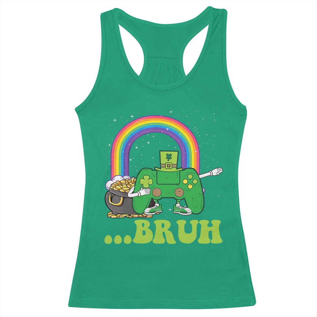 St Patricks Day Dabbing Video Game Controller Racerback Tank Top Irish Gamer Boys Dab Dance