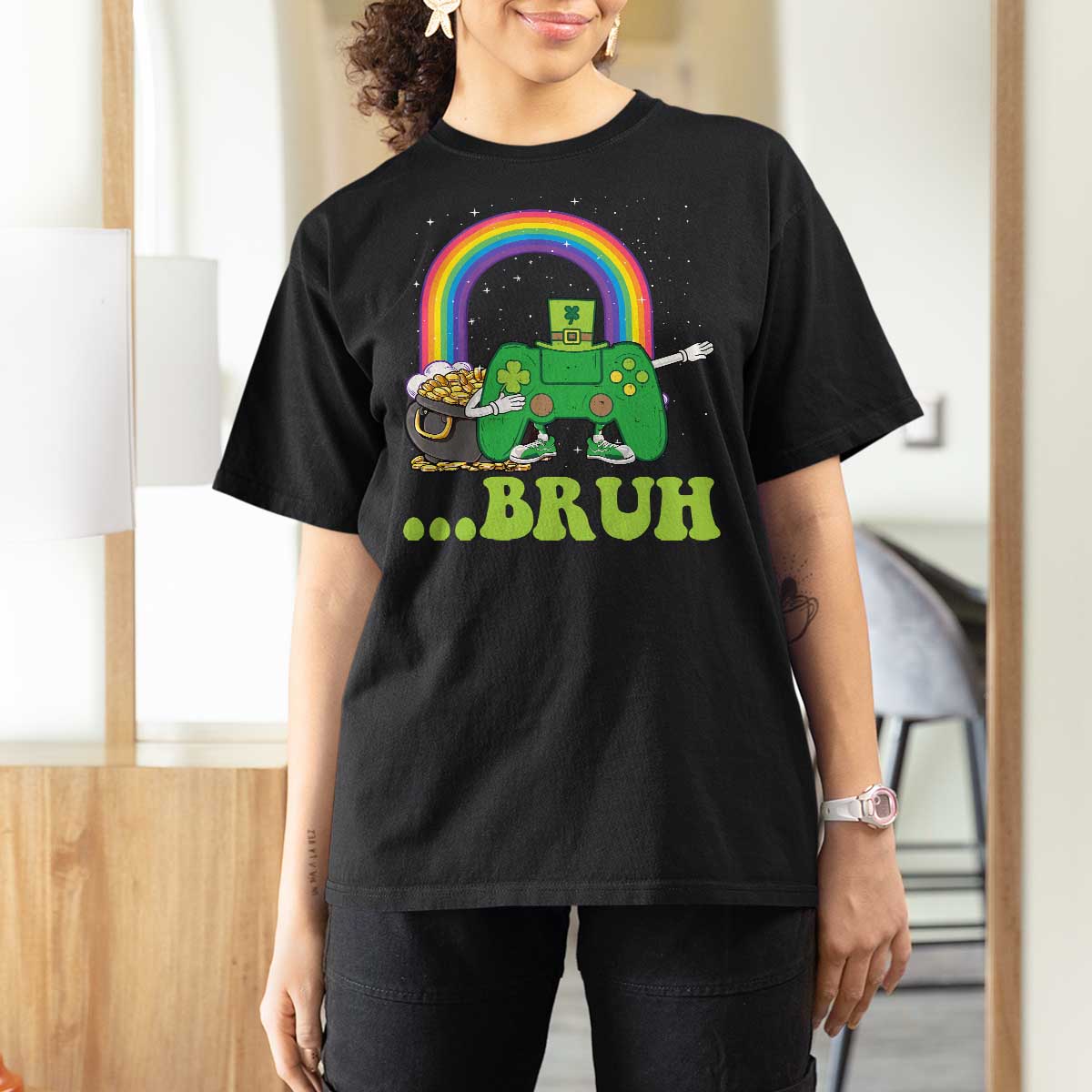 St Patricks Day Dabbing Video Game Controller T Shirt For Women Irish Gamer Boys Dab Dance