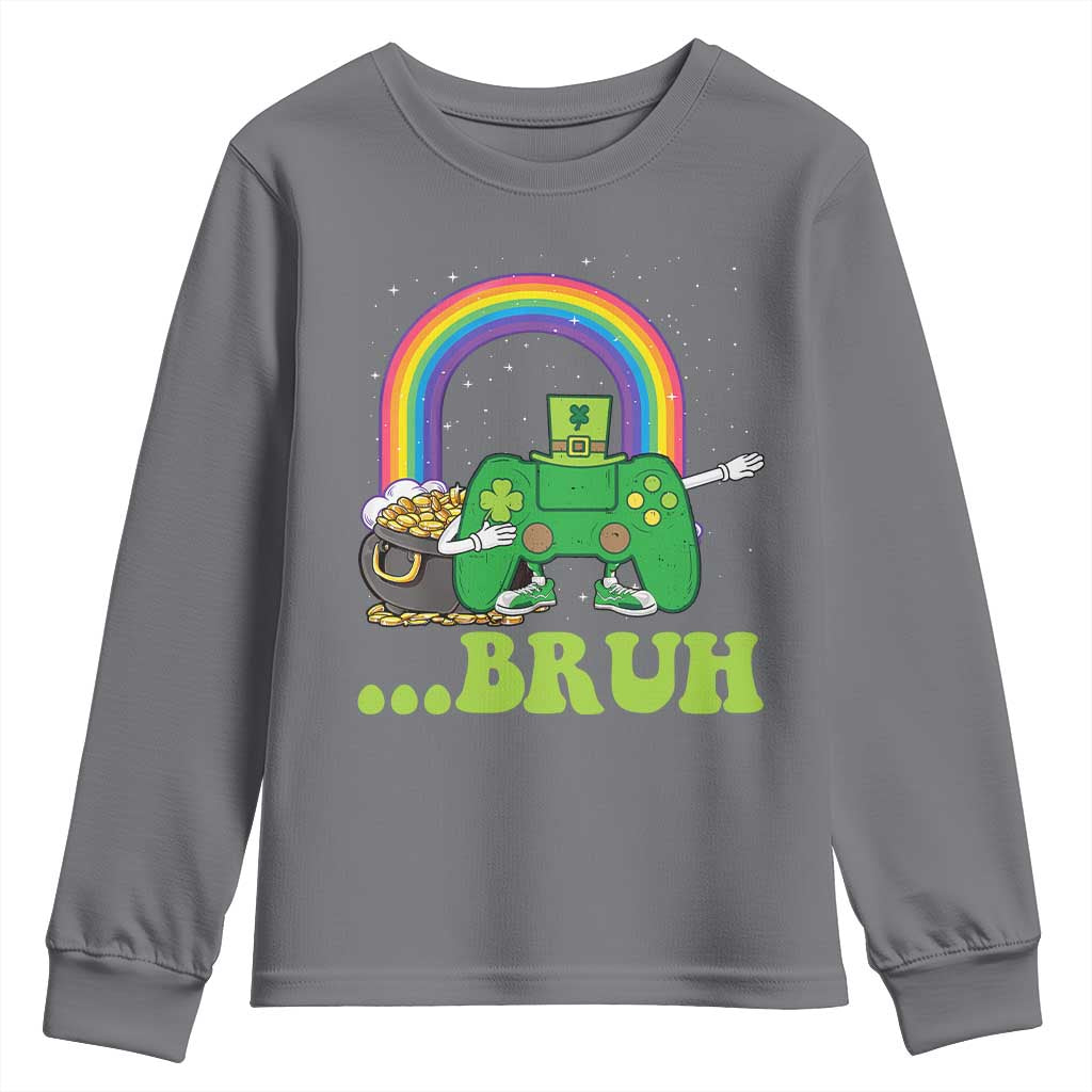St Patricks Day Dabbing Video Game Controller Youth Sweatshirt Irish Gamer Boys Dab Dance