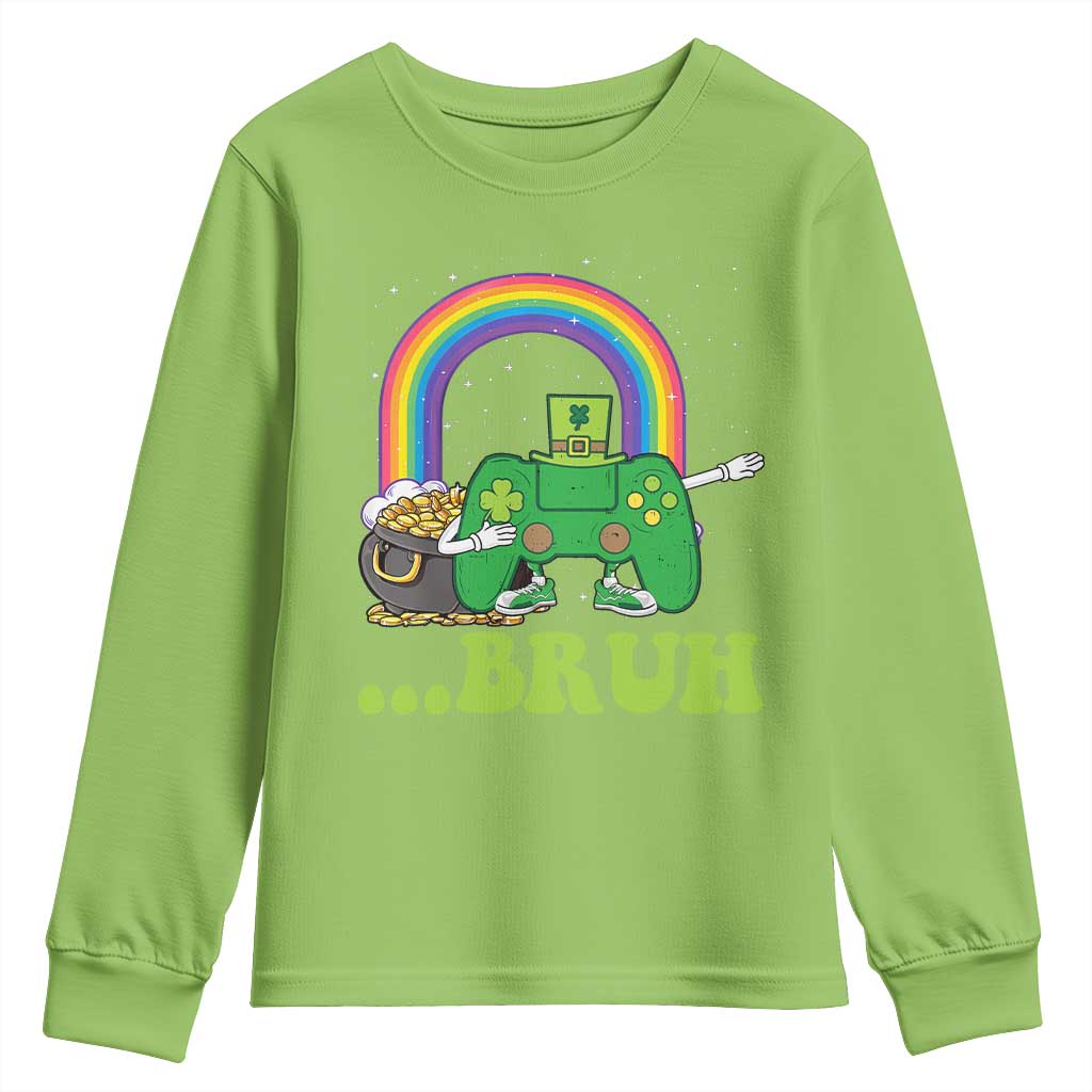 St Patricks Day Dabbing Video Game Controller Youth Sweatshirt Irish Gamer Boys Dab Dance