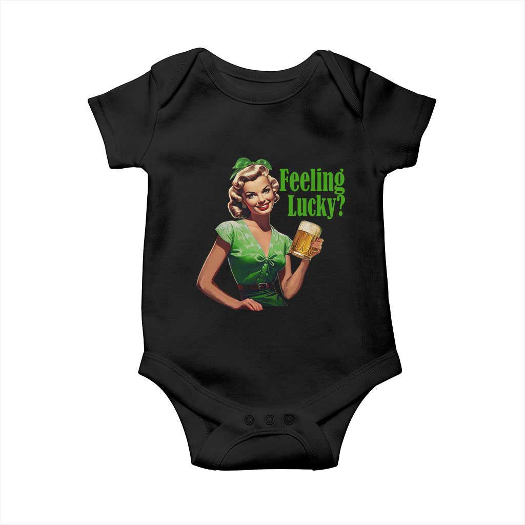 St. Patricks Day Baby Onesie Feeling Lucky Trendy Retro