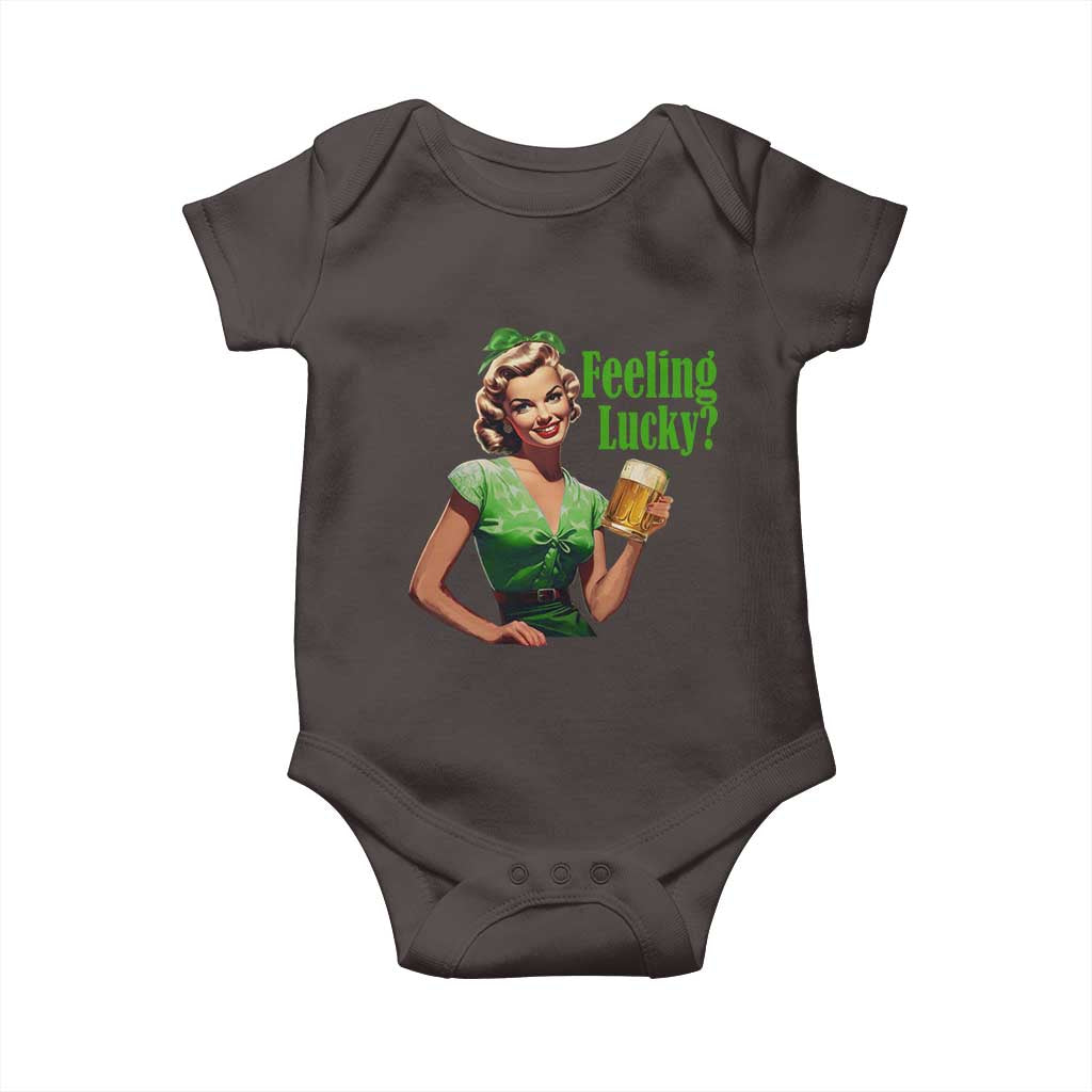 St. Patricks Day Baby Onesie Feeling Lucky Trendy Retro