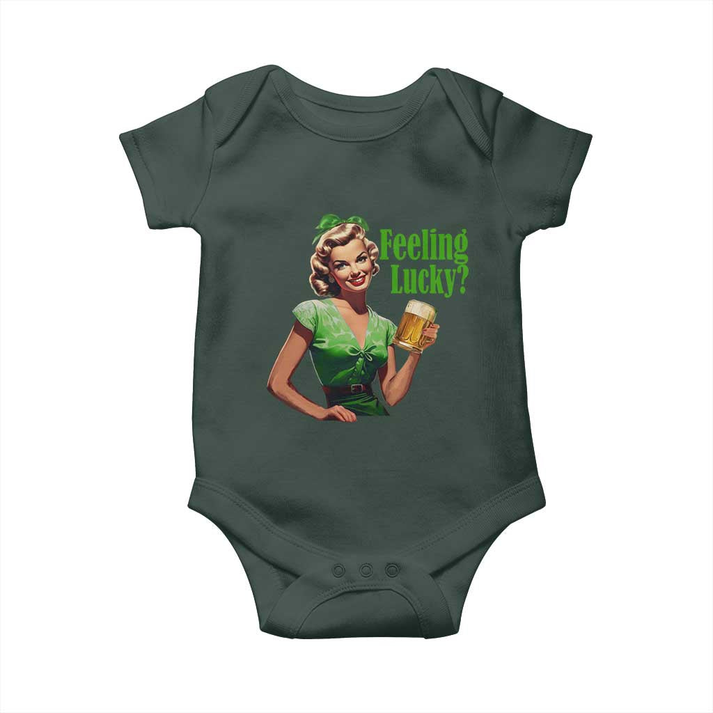 St. Patricks Day Baby Onesie Feeling Lucky Trendy Retro