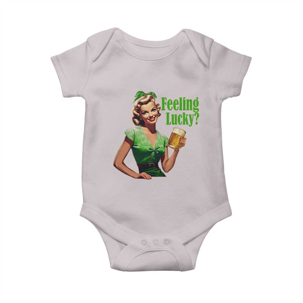 St. Patricks Day Baby Onesie Feeling Lucky Trendy Retro