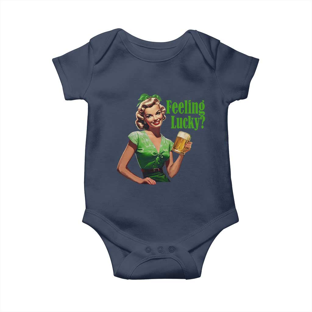 St. Patricks Day Baby Onesie Feeling Lucky Trendy Retro