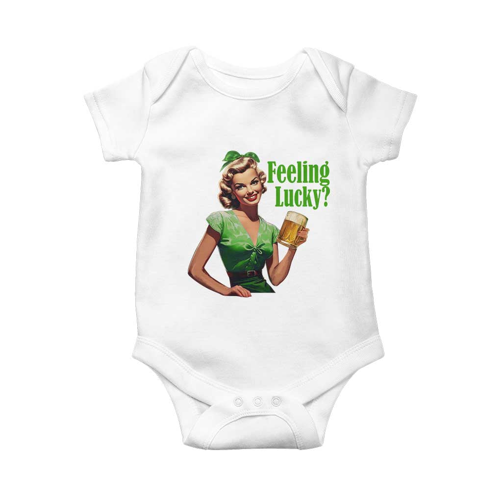 St. Patricks Day Baby Onesie Feeling Lucky Trendy Retro