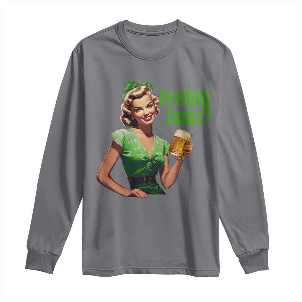 St. Patricks Day Long Sleeve Shirt Feeling Lucky Trendy Retro