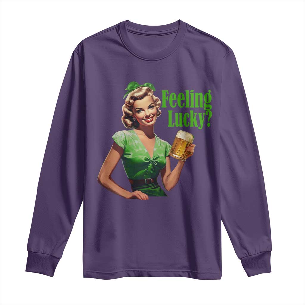 St. Patricks Day Long Sleeve Shirt Feeling Lucky Trendy Retro