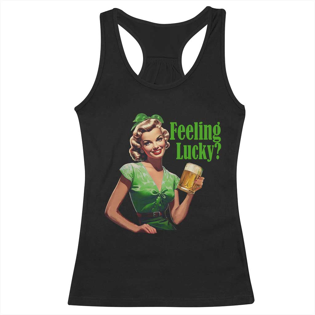 St. Patricks Day Racerback Tank Top Feeling Lucky Trendy Retro