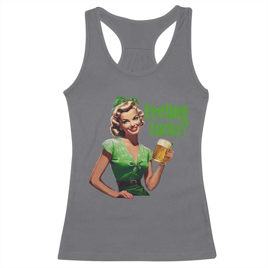 St. Patricks Day Racerback Tank Top Feeling Lucky Trendy Retro