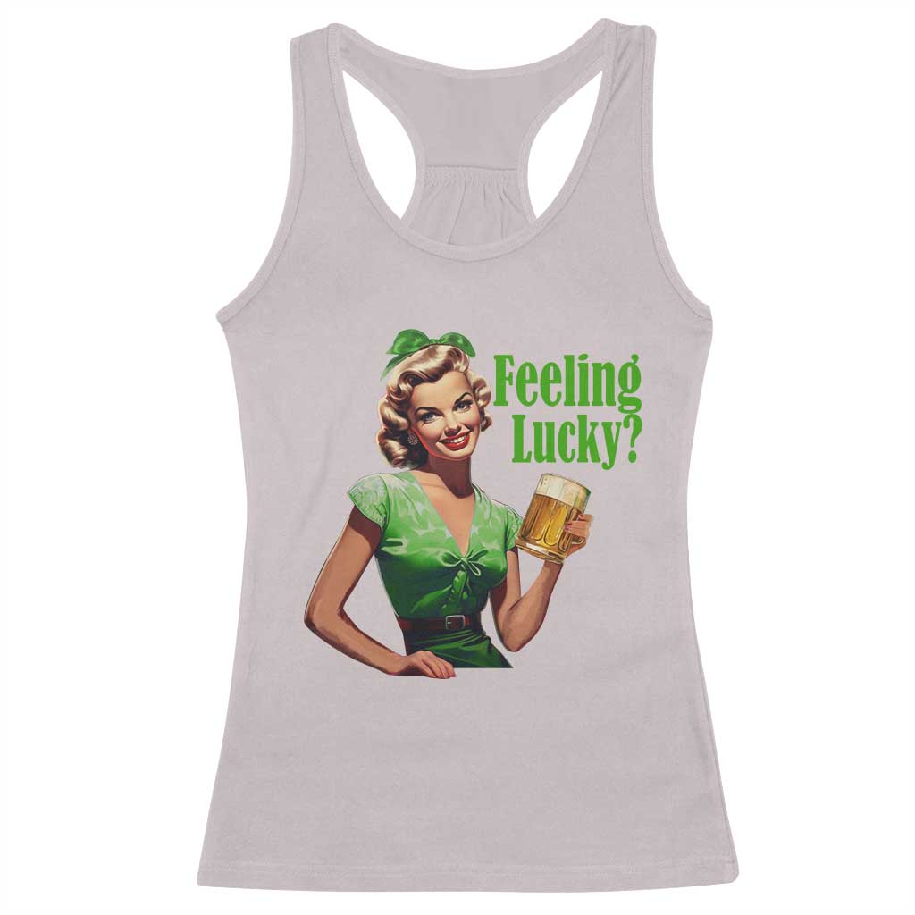St. Patricks Day Racerback Tank Top Feeling Lucky Trendy Retro