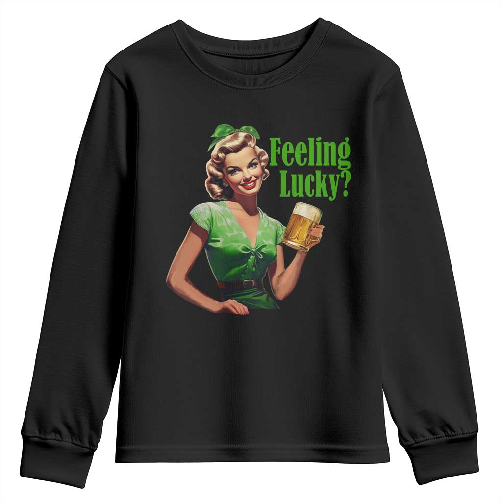 St. Patricks Day Youth Sweatshirt Feeling Lucky Trendy Retro