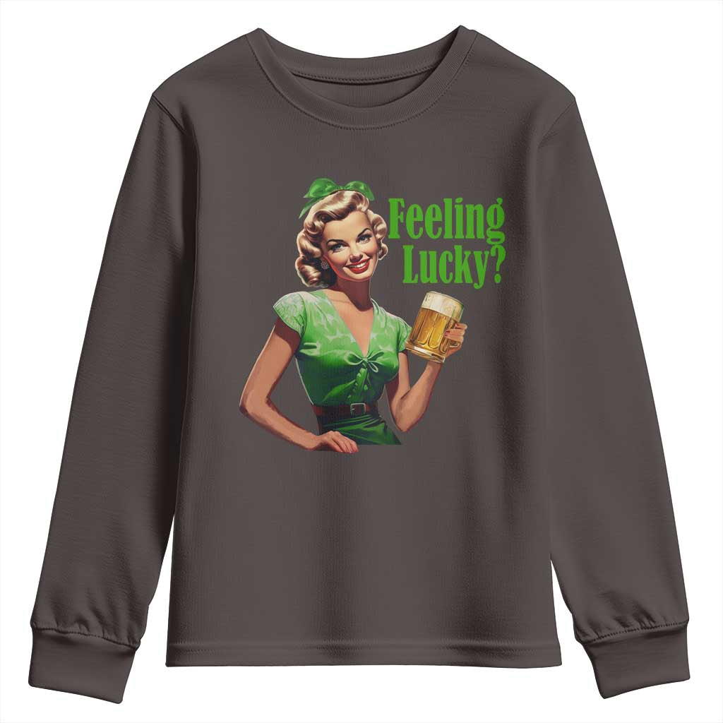 St. Patricks Day Youth Sweatshirt Feeling Lucky Trendy Retro