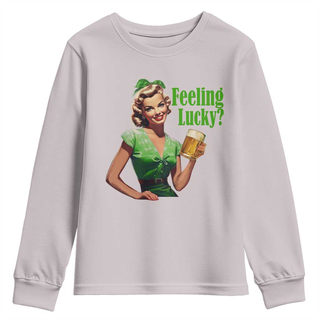 St. Patricks Day Youth Sweatshirt Feeling Lucky Trendy Retro