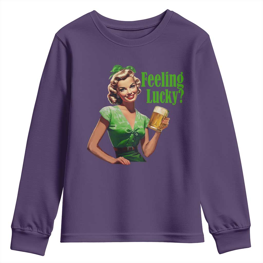 St. Patricks Day Youth Sweatshirt Feeling Lucky Trendy Retro