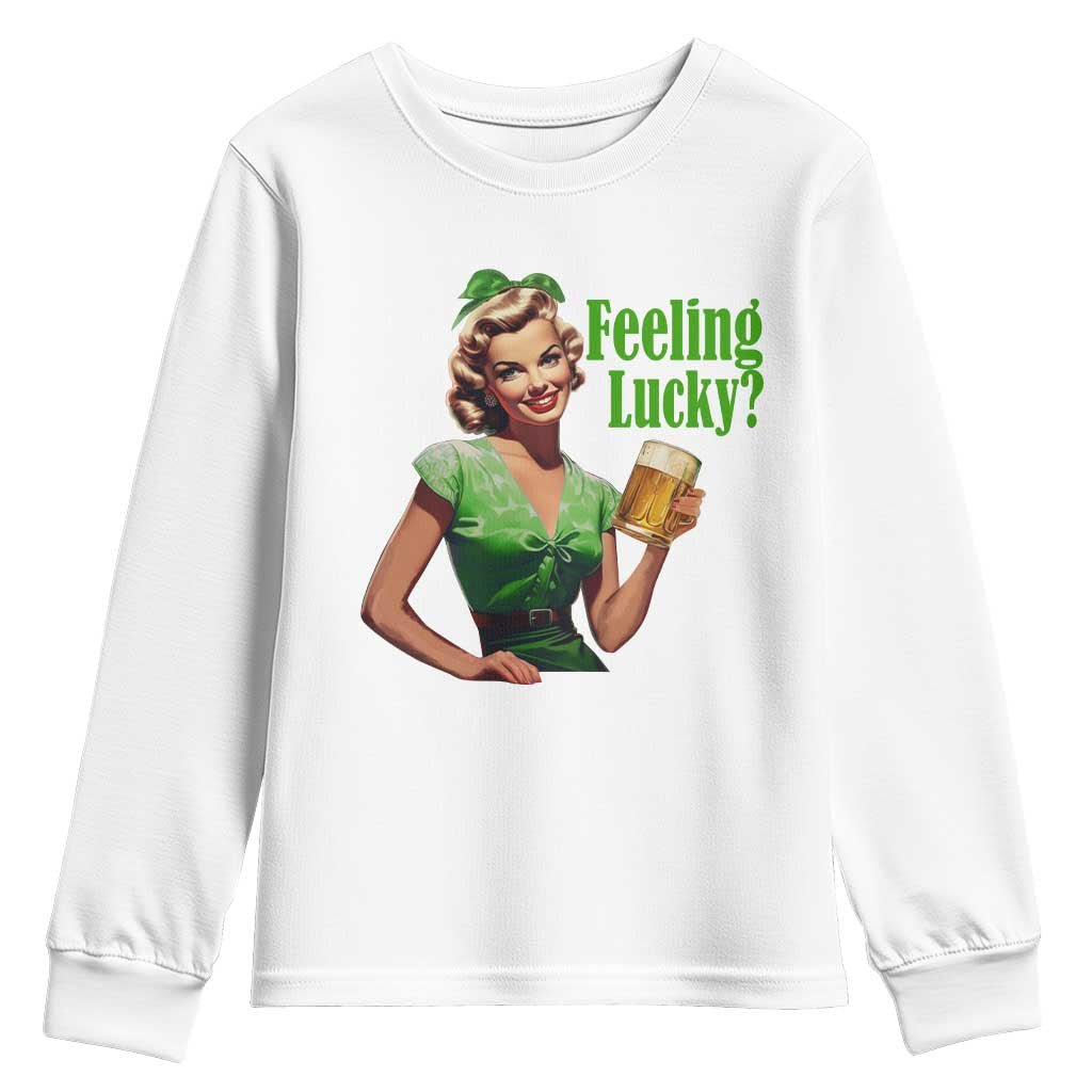 St. Patricks Day Youth Sweatshirt Feeling Lucky Trendy Retro