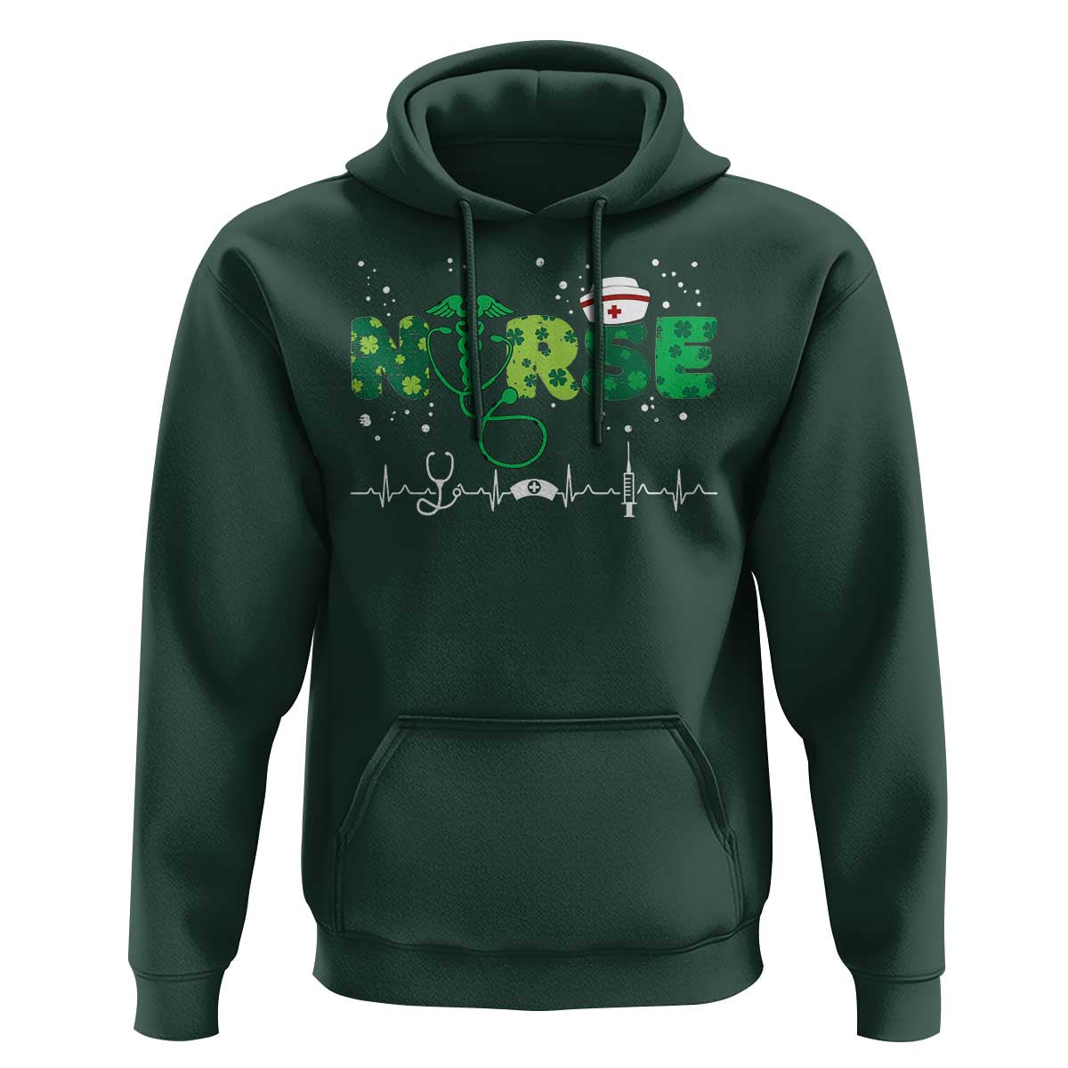 Nurse St Patricks Day Hoodie Stethoscope Scrub Irish Nurses Paddys Day