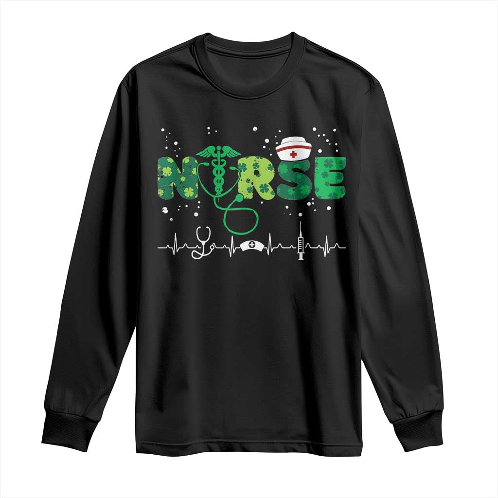 Nurse St Patricks Day Long Sleeve Shirt Stethoscope Scrub Irish Nurses Paddys Day