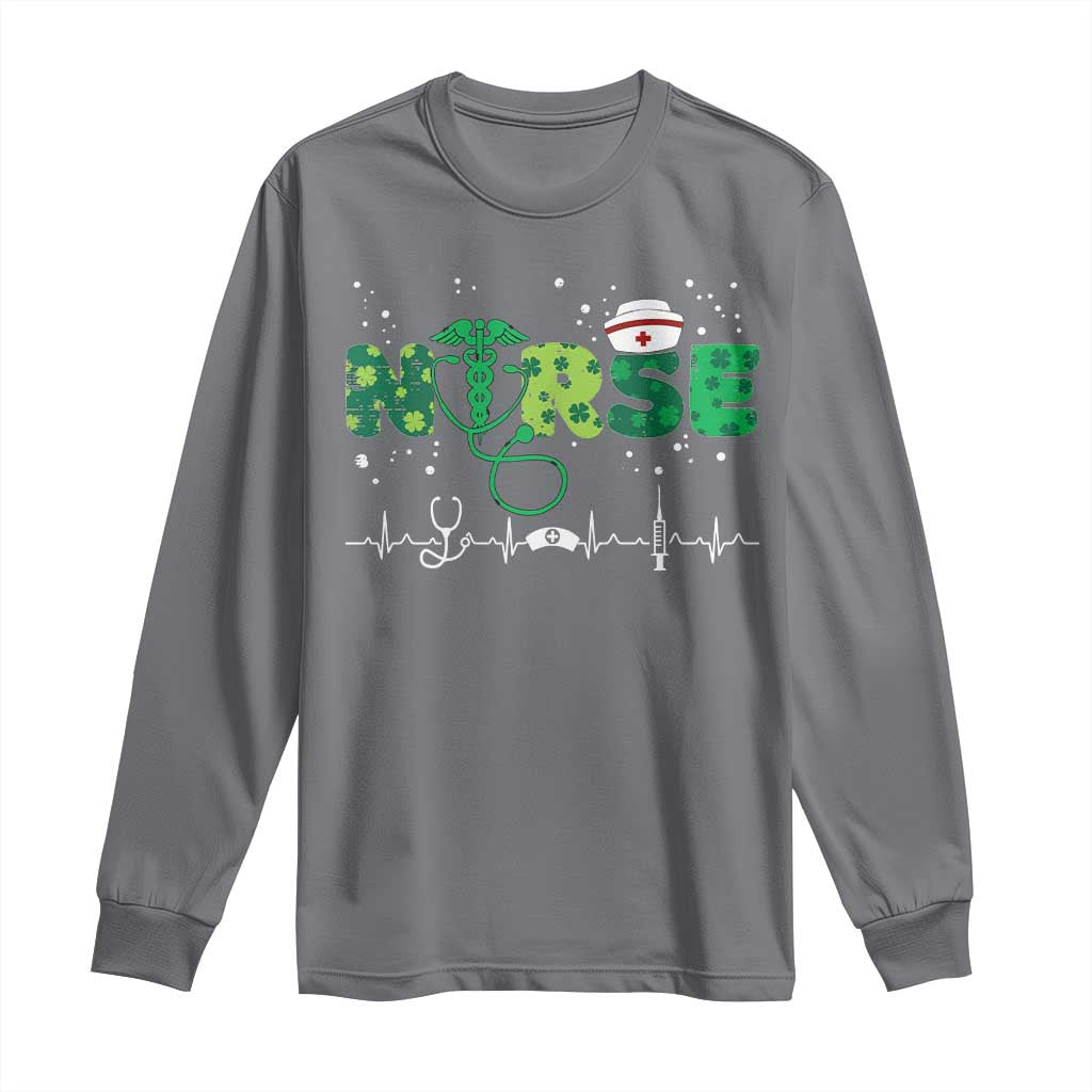 Nurse St Patricks Day Long Sleeve Shirt Stethoscope Scrub Irish Nurses Paddys Day