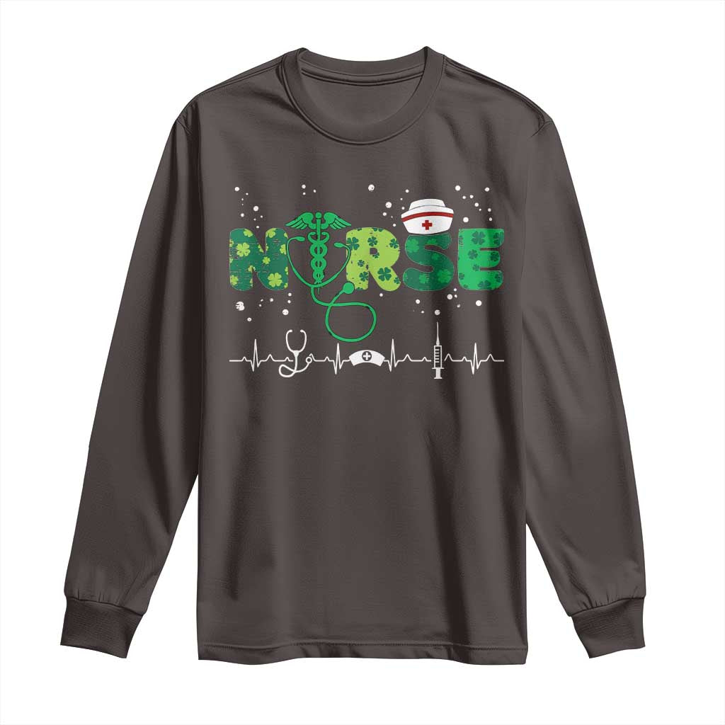 Nurse St Patricks Day Long Sleeve Shirt Stethoscope Scrub Irish Nurses Paddys Day