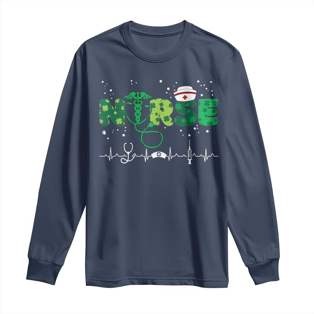 Nurse St Patricks Day Long Sleeve Shirt Stethoscope Scrub Irish Nurses Paddys Day