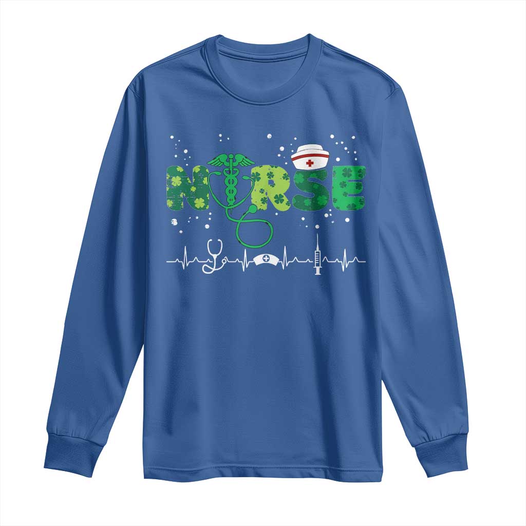 Nurse St Patricks Day Long Sleeve Shirt Stethoscope Scrub Irish Nurses Paddys Day