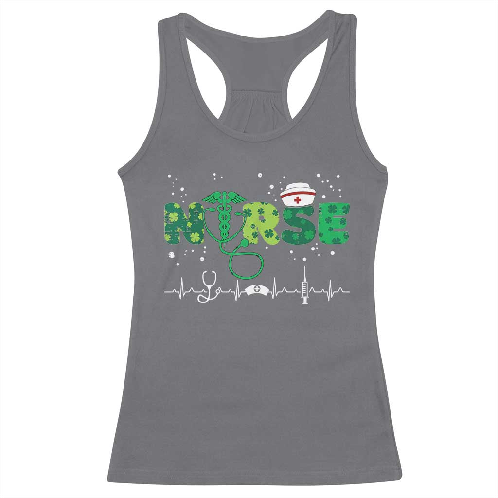 Nurse St Patricks Day Racerback Tank Top Stethoscope Scrub Irish Nurses Paddys Day
