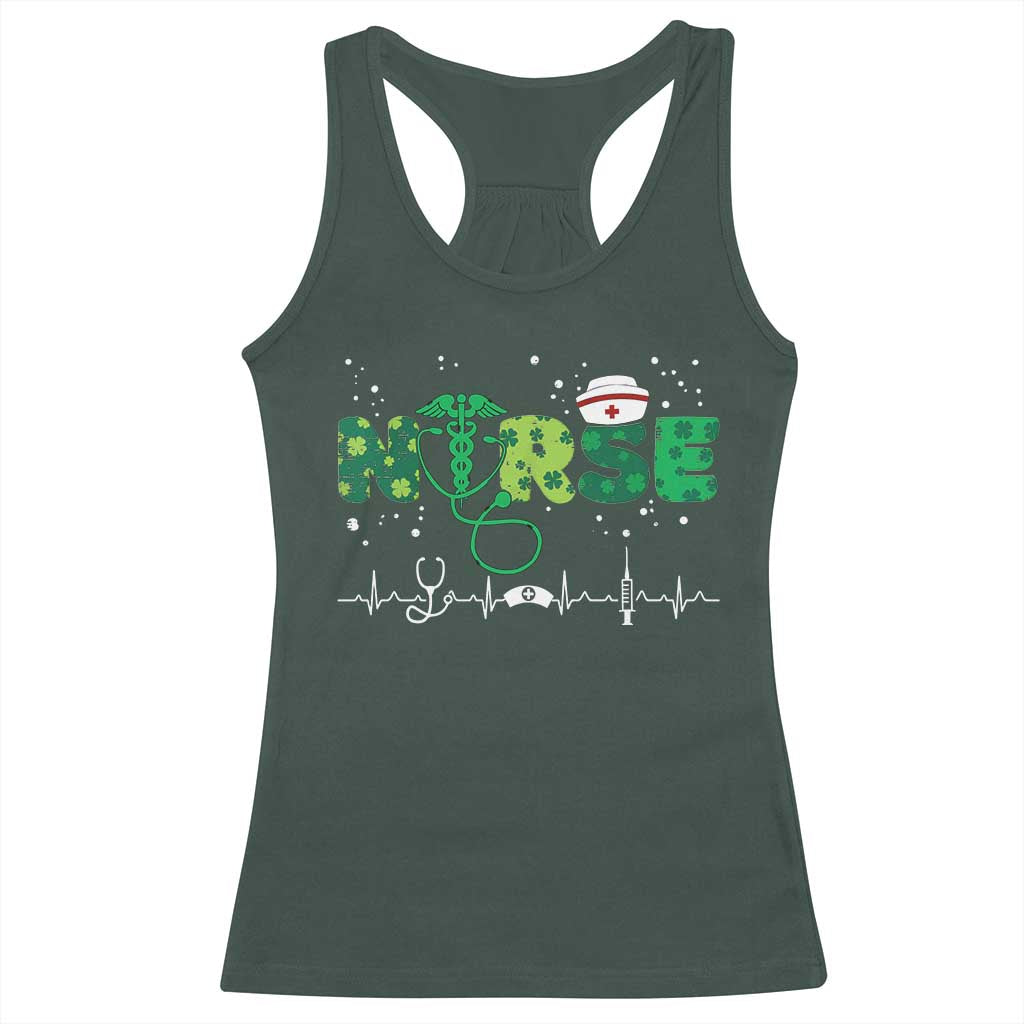 Nurse St Patricks Day Racerback Tank Top Stethoscope Scrub Irish Nurses Paddys Day