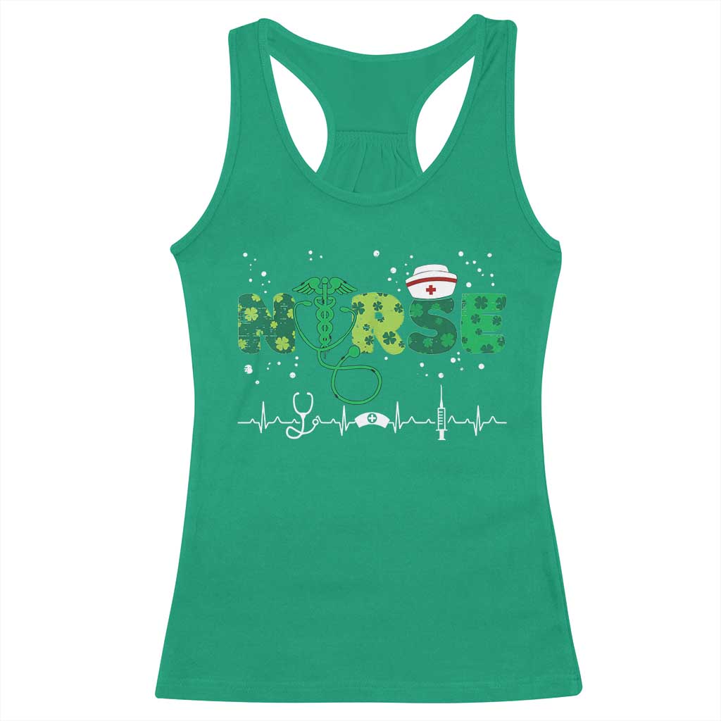 Nurse St Patricks Day Racerback Tank Top Stethoscope Scrub Irish Nurses Paddys Day
