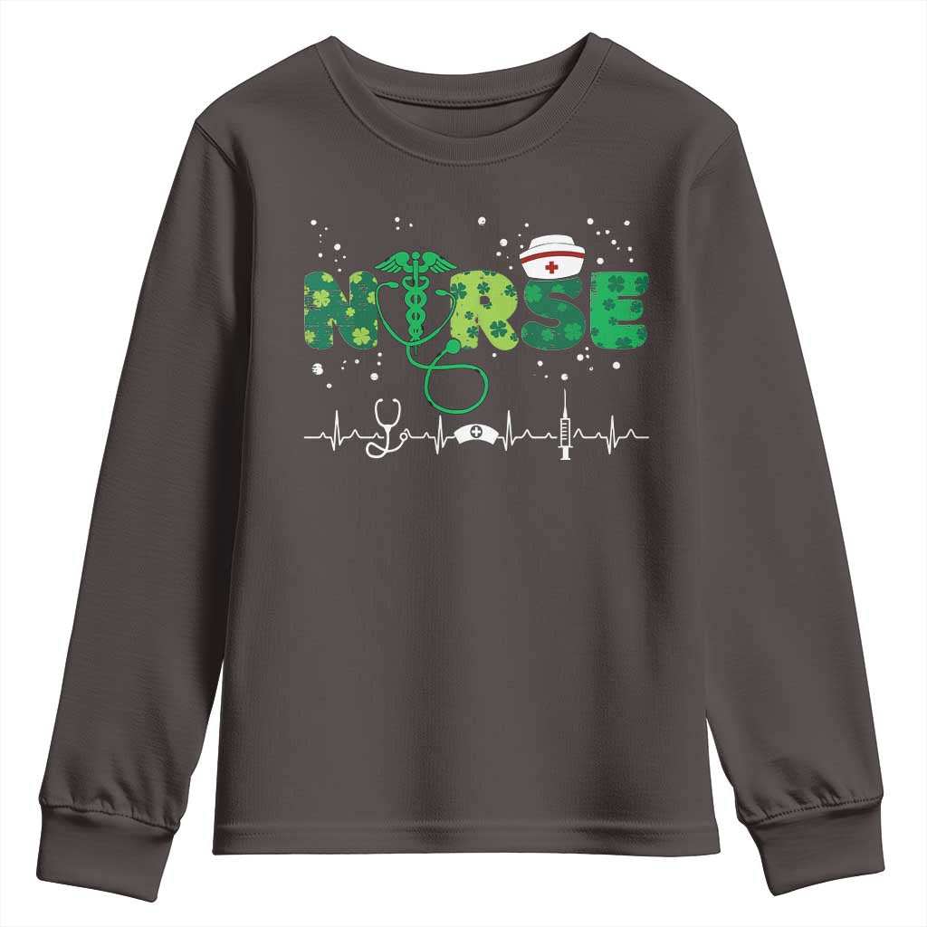 Nurse St Patricks Day Youth Sweatshirt Stethoscope Scrub Irish Nurses Paddys Day