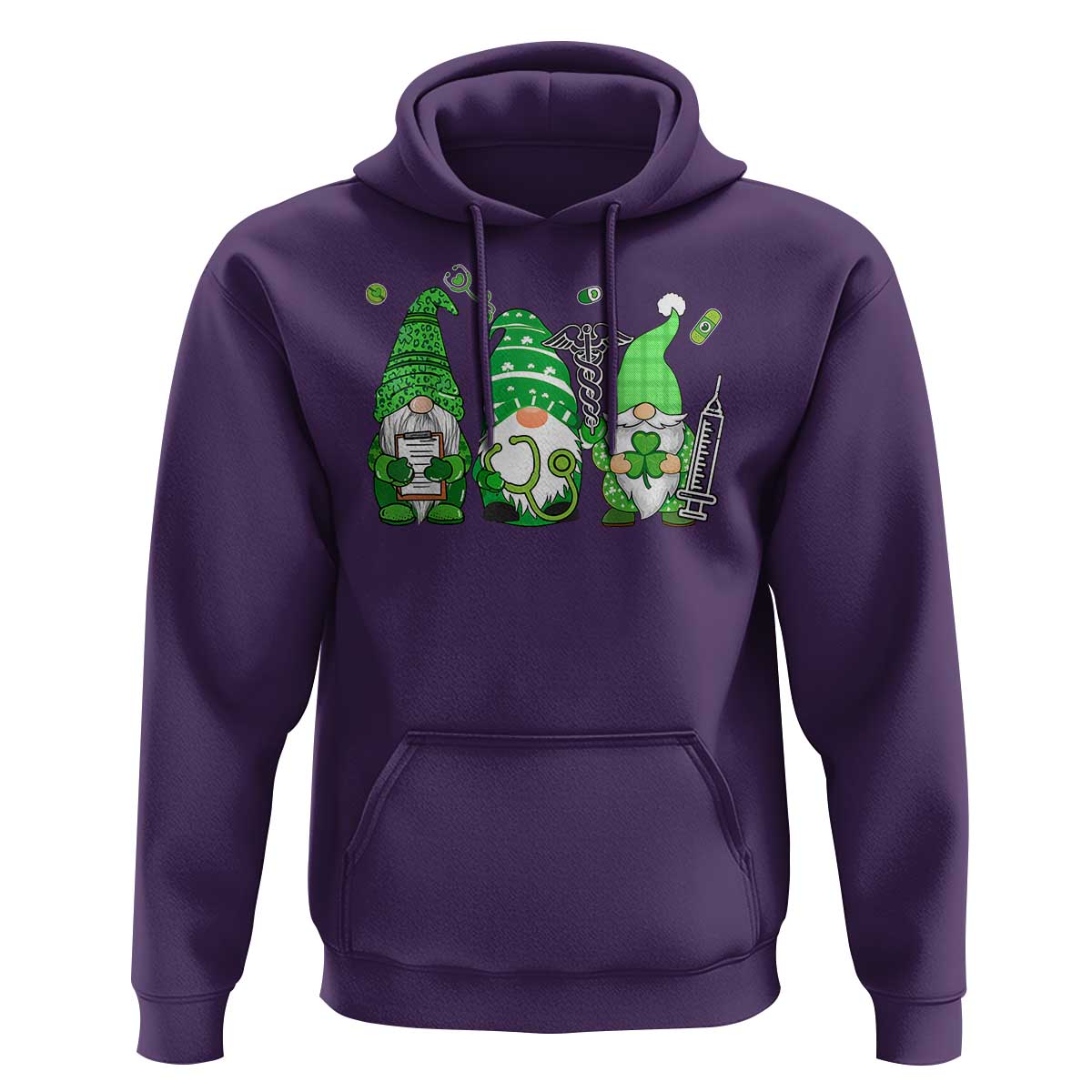 Nurse St Patricks Day Hoodie Lucky Shamrock Leopard Gnomes Irish Nurses
