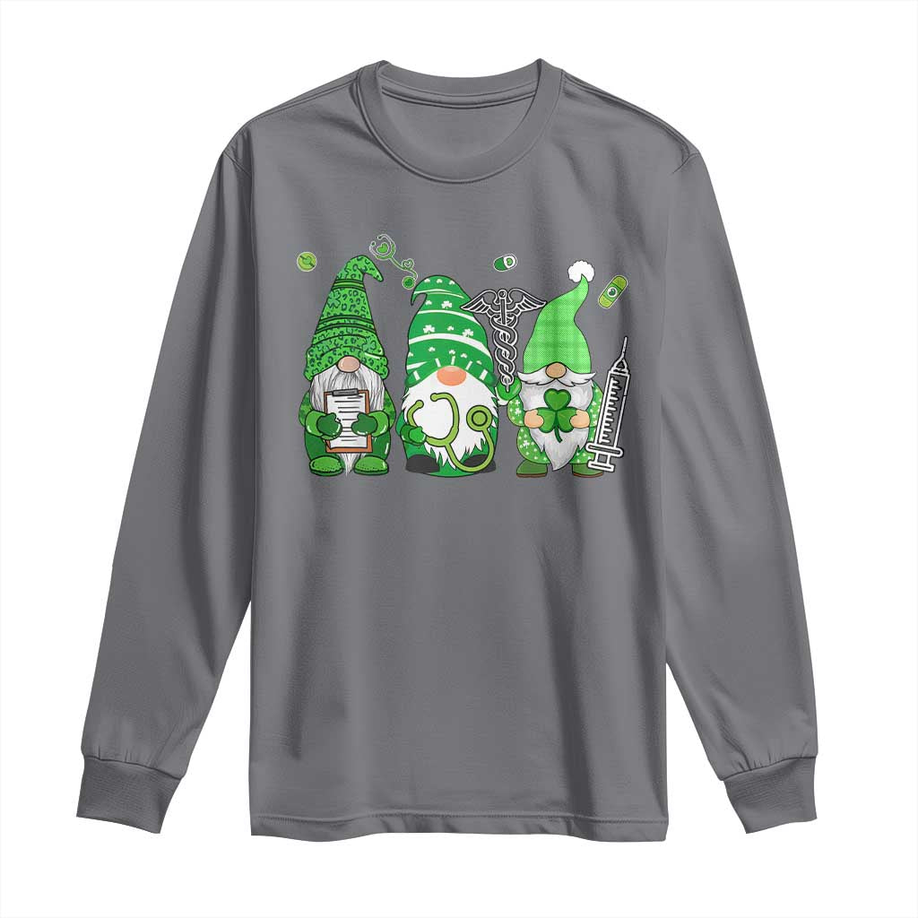 Nurse St Patricks Day Long Sleeve Shirt Lucky Shamrock Leopard Gnomes Irish Nurses